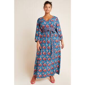 New Anthropologie Philomena Maxi Dress by Maeve $168 PLUS 16W V-neck Belted